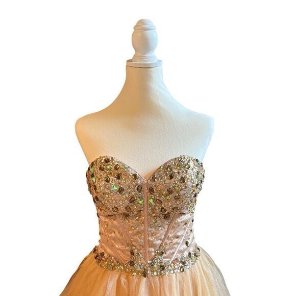 Hannah S Vintage Prom Mini Dress Jeweled Dazzling Tulle Skirt US 8 See Details - Picture 2 of 9